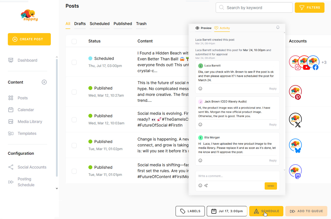 With zappzy, you can queue up as much content as you want
