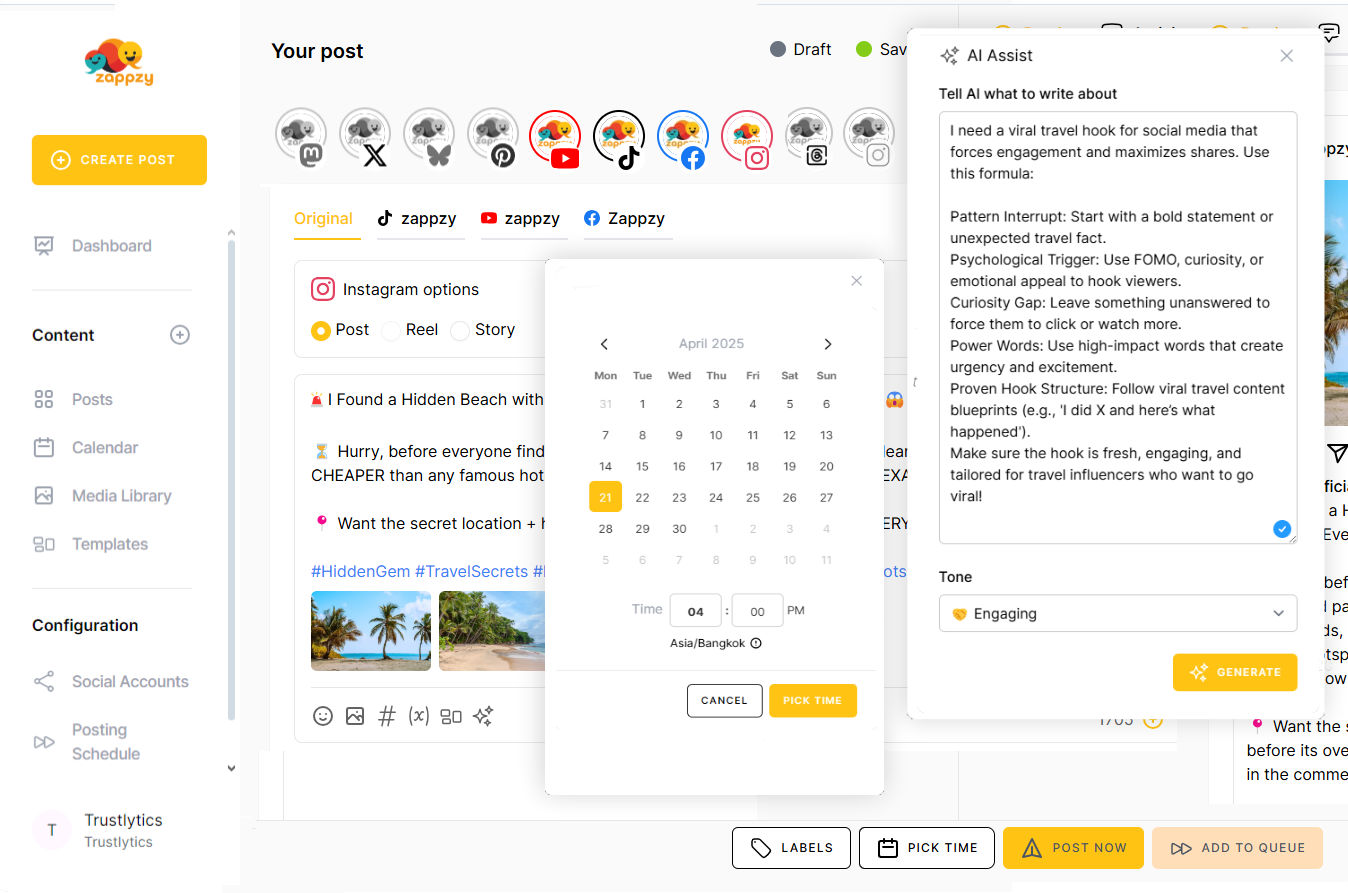 With zappzy PERSONAL, you transforms your posts into engaging content.